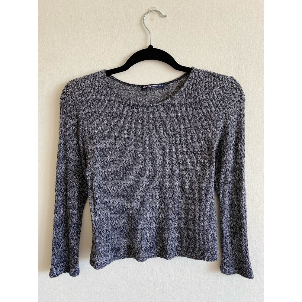 Brandy Melville b&w open knit long sleeve shirt